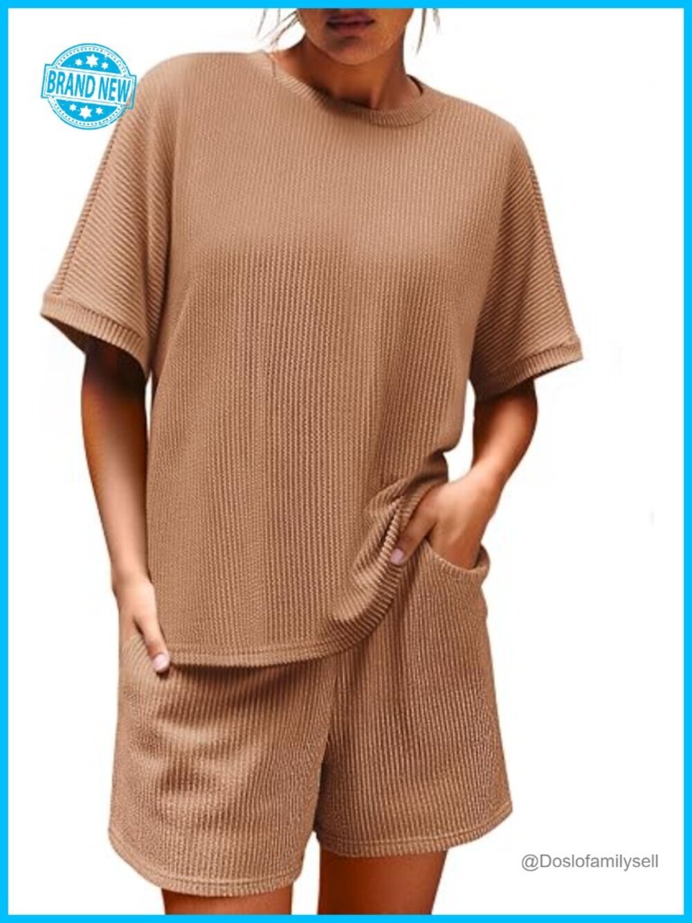 Women's 2 Piece Lounge Set Oversized Short Sleeve Tshirt and Biker Shorts